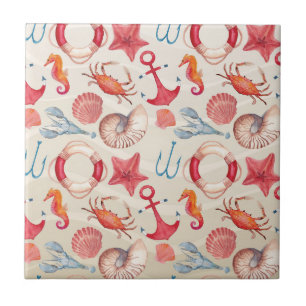 Carreau Homard nautique en pastel de Shell de crabe