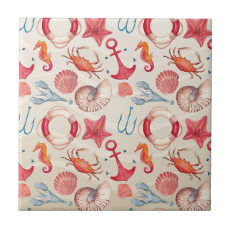 Carreau Homard nautique en pastel de Shell de crabe