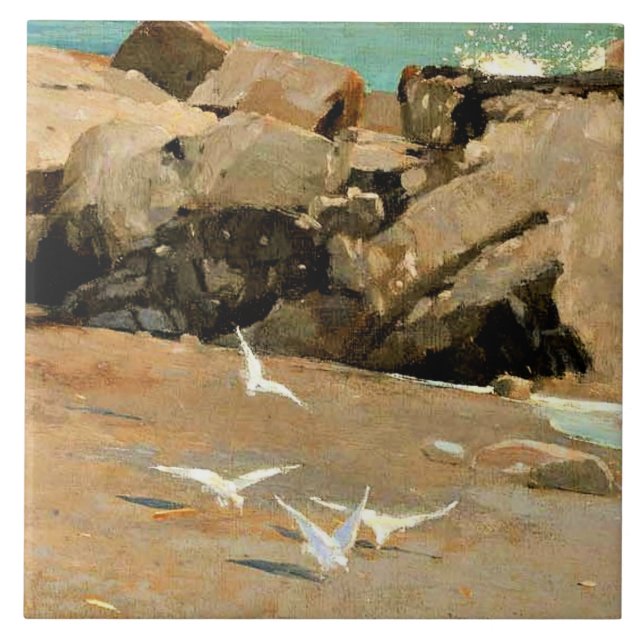 Carreau Homer - Rocky Coast and Gulls, fine art (Devant)
