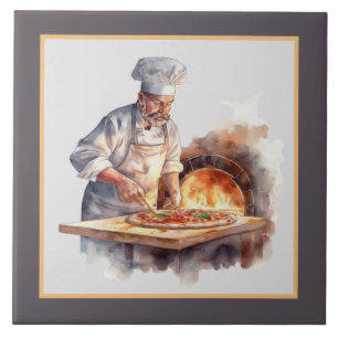 Carreau Homme cool faisant de la pizza maison artisanat