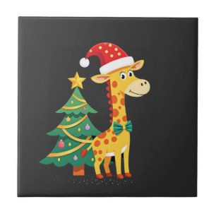 Carreau Homme en pain d'épices Girafe Chapeau de Père Noël