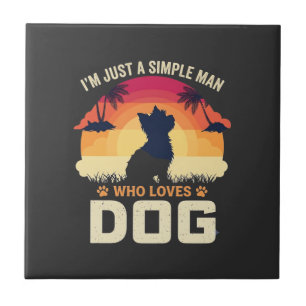 Carreau Homme Simple Qui Aime Le Chien Silhouette Coucher