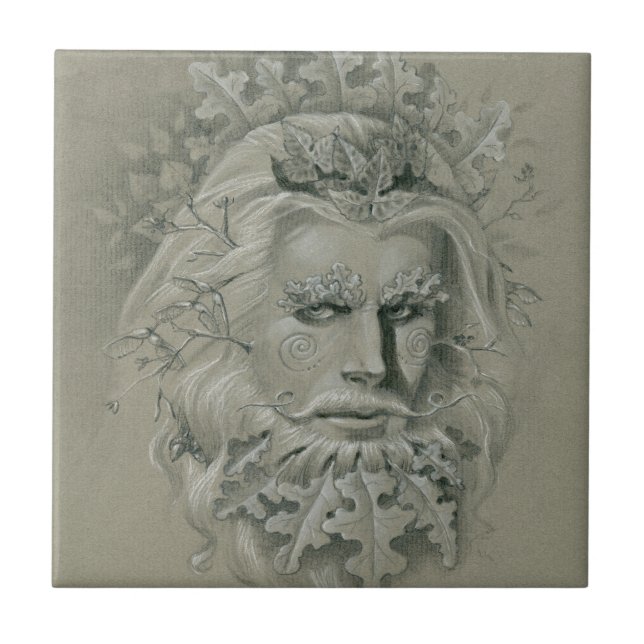Carreau Homme Vert avec barbe de feuille de chêne (Devant)