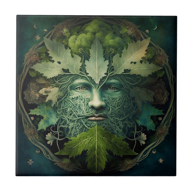 Carreau Homme vert Mandala Imaginaire Art (Devant)