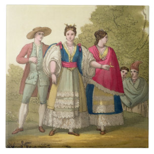 Carreau Hommes et femmes péruviens dans le costume