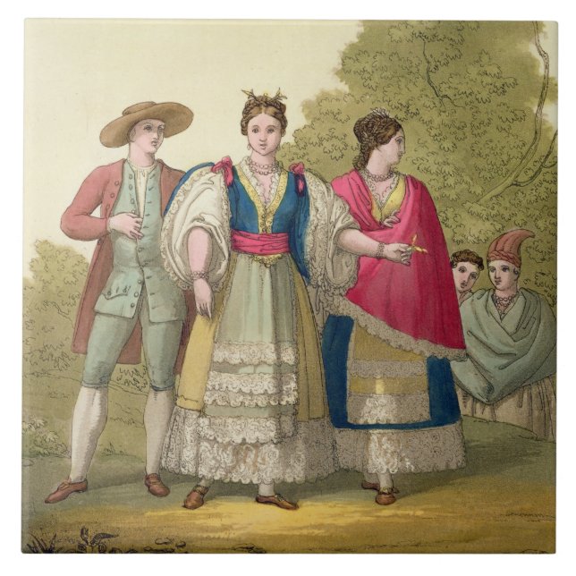 Carreau Hommes et femmes péruviens dans le costume (Devant)