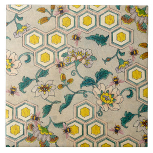 CARREAU HONEY BEEHES, BEEHIVES, PRINTEMPS FLEURS BEEKEEPER