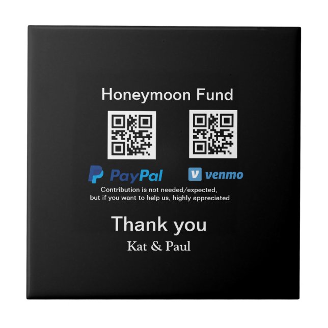 Carreau Honeymoon Fund PayPal Venmo QR code Merci (Devant)