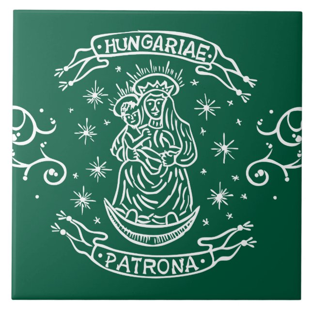 Carreau hongrie motif religieux vierge médiévale mary jesu (Devant)