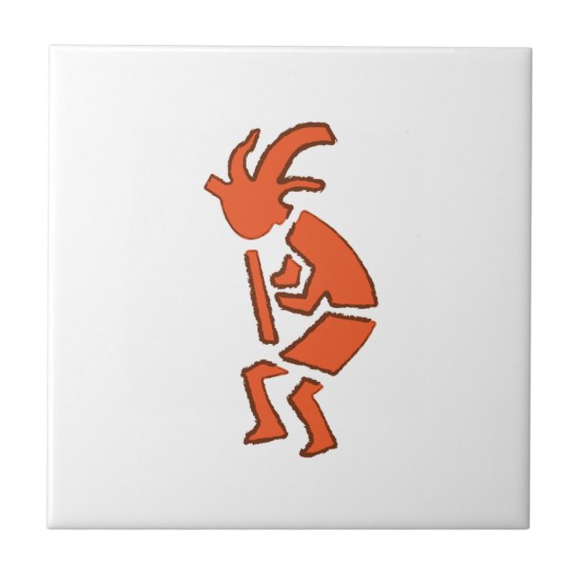 Carreau Hopi Flute Player - Design du sud-ouest de l'Inde (Devant)