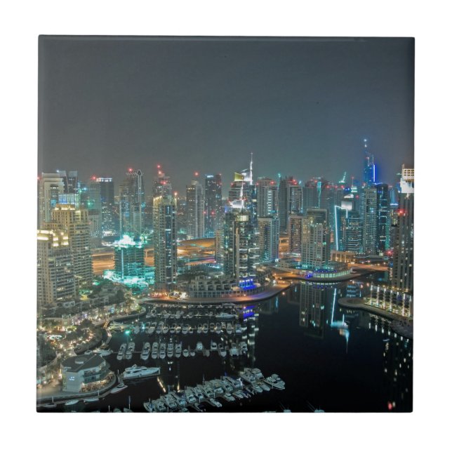 Carreau Horizon de Dubaï, Emirats Arabes Unis la nuit (Devant)