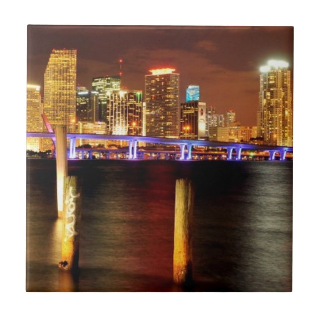 Carreau Horizon de Miami la nuit, la Floride (Devant)