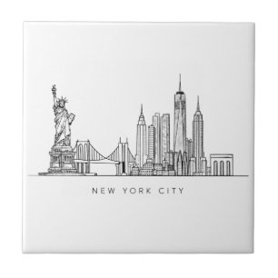 Carreau Horizon de New York minimaliste en ligne art