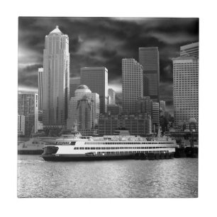 Carreau horizon de Seattle noir et blanc