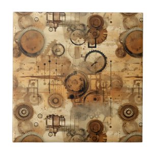 Carreau Horloge Grunge Rustique Steampunk