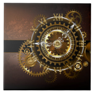 Carreau Horloge Steampunk avec des engrenages anciens