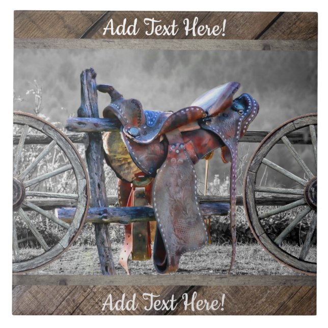 Carreau Horse Saddle Corral clôture Western Wagon Wheels (Devant)