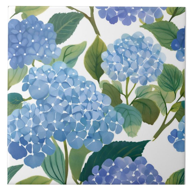 Carreau Hortensias bleus | Beau buisson floral (Devant)