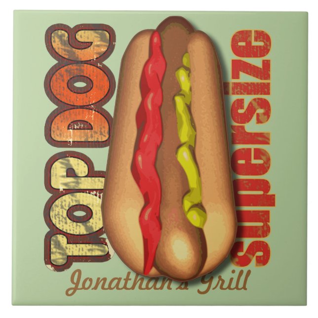Carreau Hot dog de griffe supérieure personnalisé (Devant)