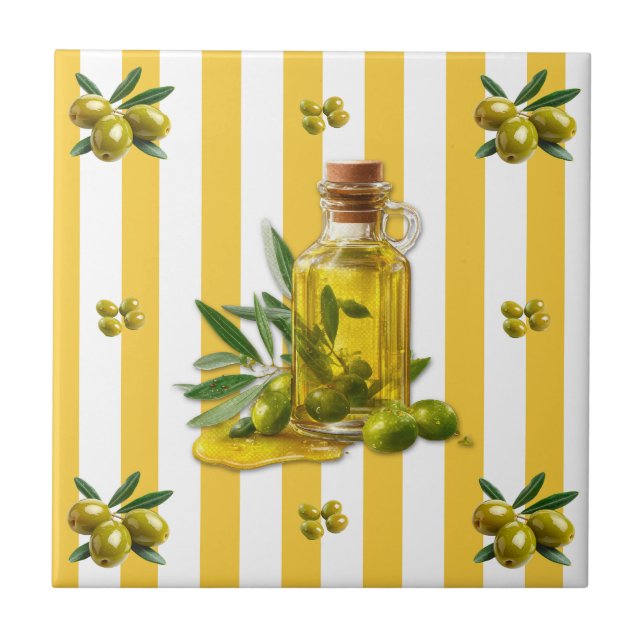 Carreau Huile d'olive à motif rayure jaune (Devant)