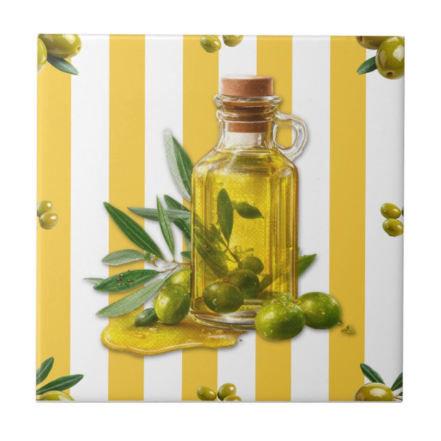 Carreau Huile d'olive à motif rayure jaune méditerranéenne (Devant)