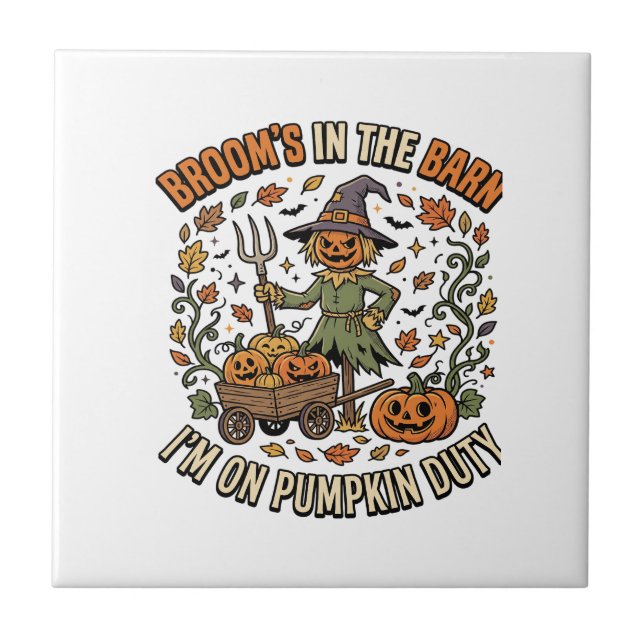 Carreau Humour de citrouille de sorcière d'Halloween (Devant)