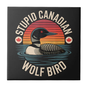 Carreau Humour d'oie canadienne loup oiseau stupide