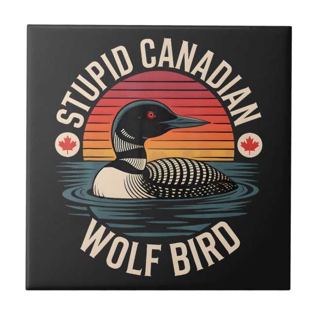Carreau Humour d'oie canadienne loup oiseau stupide (Devant)