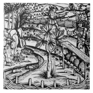 Carreau Husbandsmen heureux tendant les abeilles,