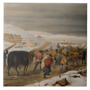 Carreau Huttes et habillement chaud pour l'armée, plat de