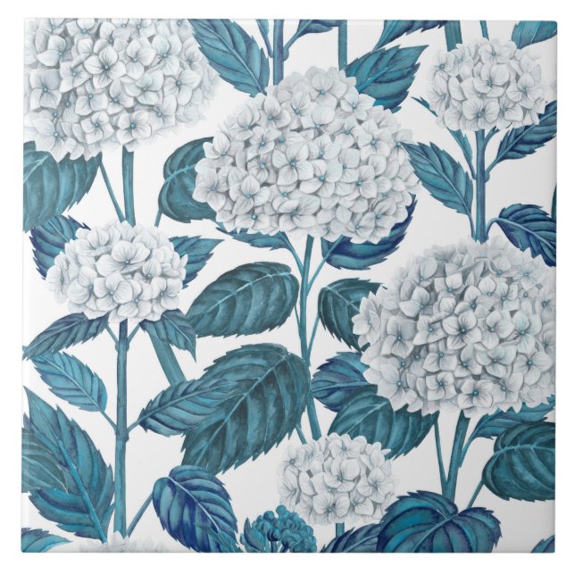Carreau Hydrangea blanc aquarelle (Devant)
