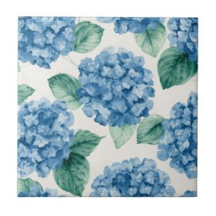 Carreau Hydrangea Bleus Aquarelle Florale Botanique Florai
