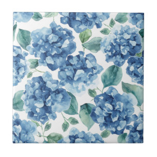 Carreau Hydrangea Blues Fleurs à motif de fleurs aquarel