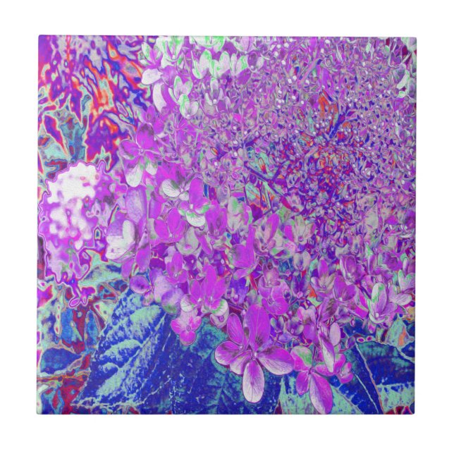 Carreau Hydrangea élégant violet et bleu limelight (Devant)