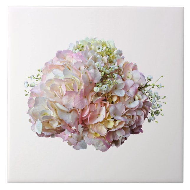 Carreau Hydrangea Rose Pâle Avec Gypsophile (Devant)