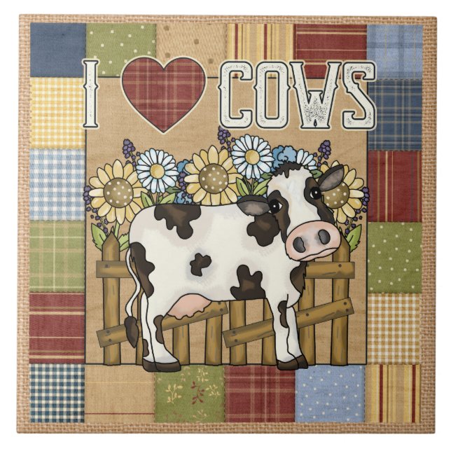 Carreau I Love Cows Country Patchwork (Devant)