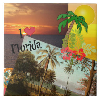 Carreau I Love Florida, Popular Tropical Design,