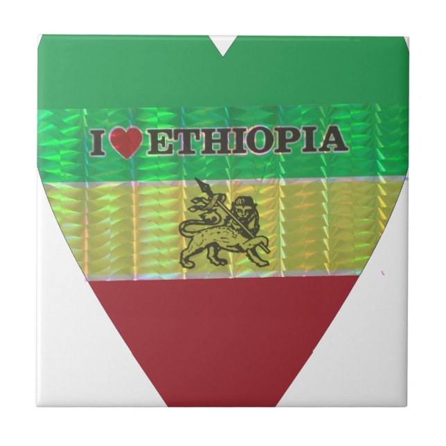 Carreau I Love Heart Ethiopie : Drapeau Art Motif (Devant)