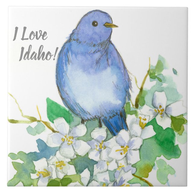 Carreau I Love Idaho Bluebird Syringa Fleur sauvage (Devant)