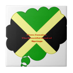 Carreau I Love Jamaica Text on Flag Art Print