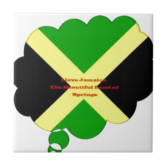 Carreau I Love Jamaica Text on Flag Art Print (Devant)