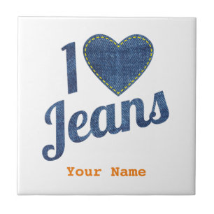 Carreau I love jeans vintage fashion design with seam hear