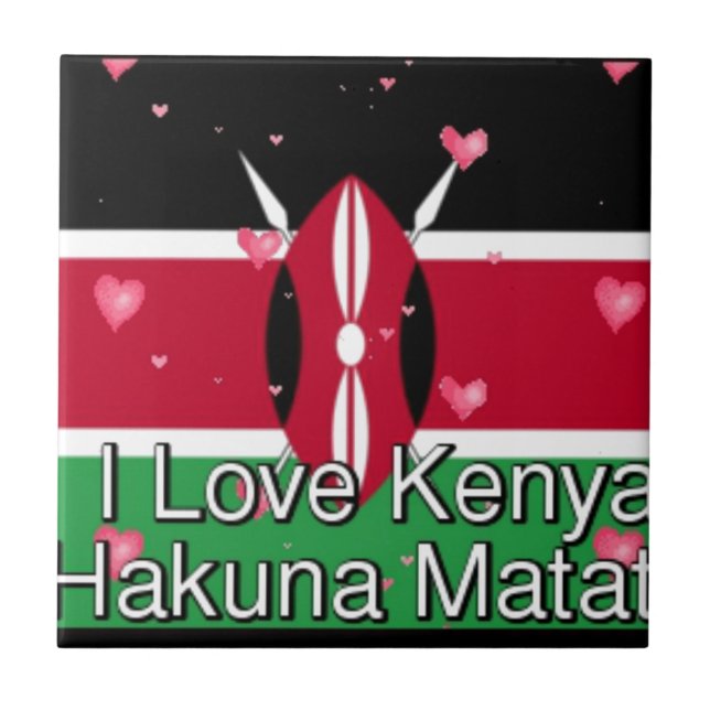 Carreau I Love Kenya et "Hakuna Matata" Art Print (Devant)