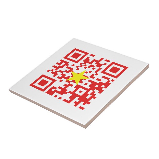 Carreau I Love Vietnam (Tôi Yêu Viêt Nam) Drapeau QR Code (Côté)