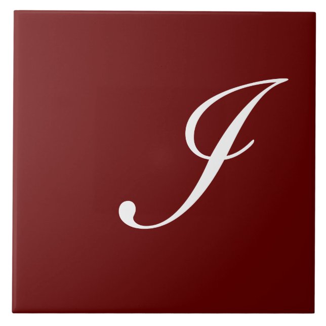 Carreau I Monogramme Blanc initial sur Maroon (Devant)
