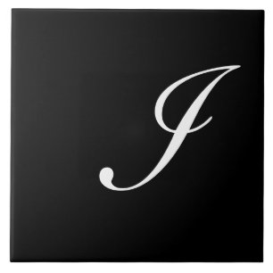 Carreau I Monogramme initial blanc sur noir