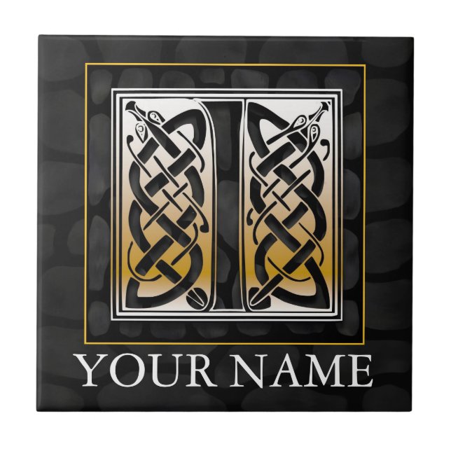 Carreau I "Your Name" Celtic Black Stone Monogramme Carrea (Devant)