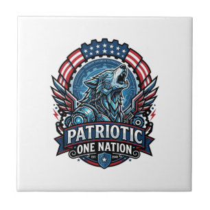 Carreau IA patriotique Liberté Loup Cyberpunk Avenir Liber