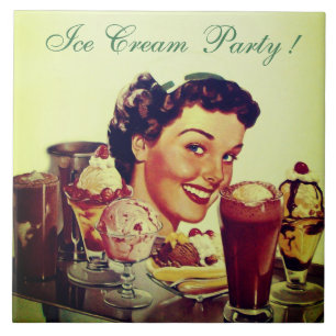 Carreau ICE CREAM PARTY Girl with Tray of Ice Creams