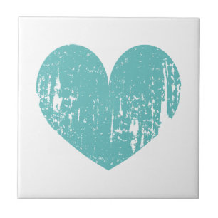 Carreau Icône coeur bleu turquoise vintage céramique per
